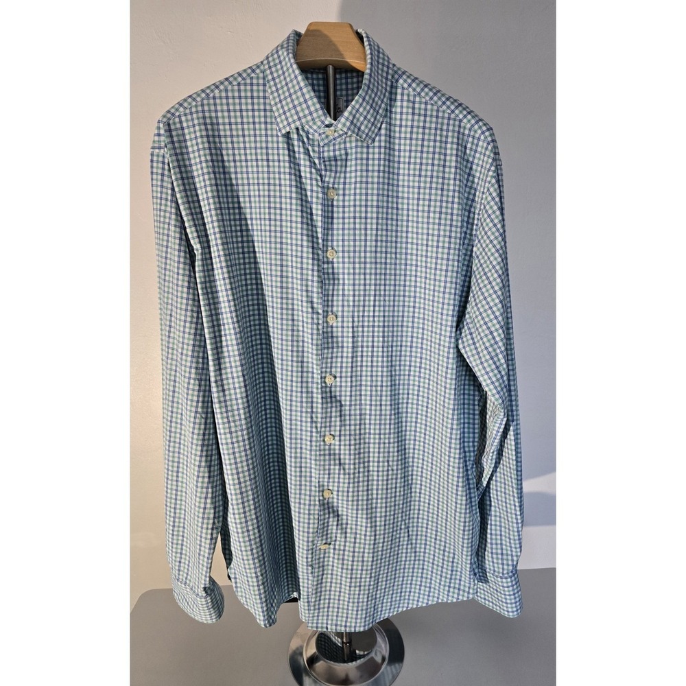 Peter Millar Crown Sport Large Long Sleeve Men's Shirt Plaid Business -87 - Picture 2 of 7